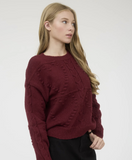 Cable Knit Burgundy Sweater