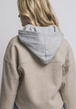 Oatmeal Cropped Fleece Shacket With Removable Hood