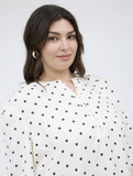 Curvy Champagne Polka Dot Henley