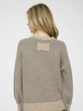 Khaki Mini Jacquard Crew Neck Long Sleeve Knit Sweater