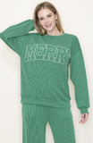 Green Merry Ribbed Top