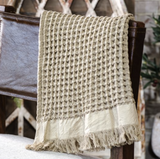 *inner* Khaki Waffle Fringe Throw