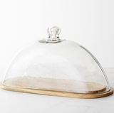 13.8 Wood Cake Stand W/glass Lid