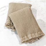 S/2 Beige Waffle Fringe Towels