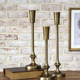 S/3 Gold Finish Candle Pillars