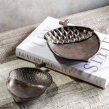 S/2 Antique Brass Acorn Trays