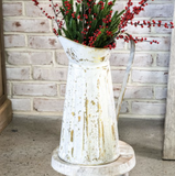 Vintage White 15h Metal Pitcher