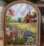 Arch Top Patriotic Farm Framed Art | 6x8"