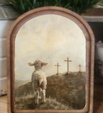 Arch Top 3 Crosses Lamb Framed Art | 8.25x11"