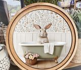 8" Round Bunny In Tub Art
