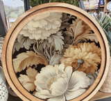 8" Round Floral Neutral Art
