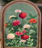 Arch Vintage Zinnias Framed Art