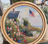 8" Round Patriotic Beach House Art