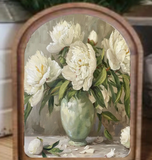 Arch Top Muted Peony Framed Art