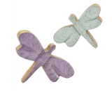 Close Wing Green And Purple Enamel Dragonflies