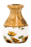 Small Sunflower Enamel Wood Vase