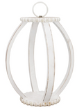 Beaded Whitewashed Curved Lantern - Ts