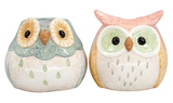 2 Assorted Blue And Pink Porcelain Owls