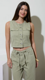 Button Down Pocket Denim Vest