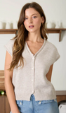 Raw Edge Vneck Sleeveless Knit Sweater