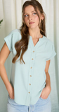Cuffed Sleeve Button Down Lightweight Top