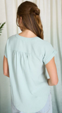 Cuffed Sleeve Button Down Lightweight Top