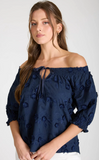 Embroidered 3d Floral Off The Shoulder Blouse