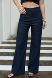 High Waist Front Seam Wide Leg Jeans