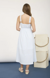 Stripe Sweetheart Button Down Sleeveless Midi Dress