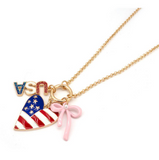 Usa Charms Pink Ribbon Necklace