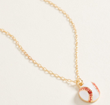 Round Baseball Shaped Enamel Short Necklace