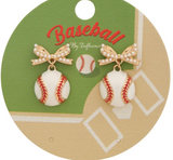 Bow W/ Puffy Baseball Hypoallergentic Titanium Earring