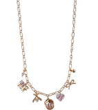 Baseball Themed Metal Charms Short Necklace