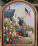 Arch Top Patriotic Beach House Framed Art 2