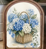 Arch Top Blue Hydrangeas Framed Art