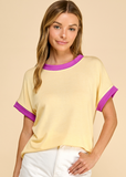 Contrast Striped Short Sleeve Top