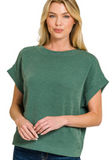 Raised Rib Cap Sleeve Top