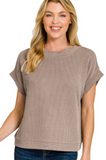 Raised Rib Cap Sleeve Top