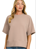 Ribbed Round Neck Waist Banded Tee Shirts