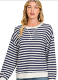 Striped Rib Banded Pullover