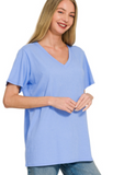 Cotton Short Sleeve V-neck Tee