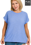 Curvy Slub Cuffed Sleeve Tee