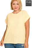 Curvy Slub Cuffed Sleeve Tee
