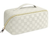 Vegan Leather Checkered Makeup Bag