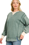 Fleece Acid Washed Contrast Trim Sweatshirts