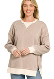 Fleece Acid Washed Contrast Trim Pullover