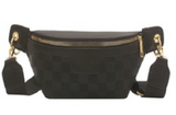 Vegan Leather Checkered Monogram Crossbody Bum Bag