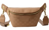 Vegan Leather Checkered Monogram Crossbody Bum Bag