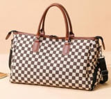 Checkered Canvas Weekender Duffle Bag