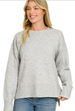 Wool Blend Stitch Detailed Hi-low Sweater